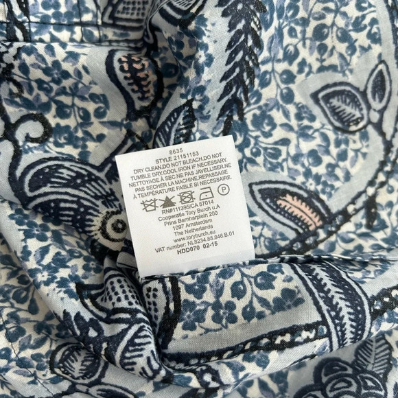 Tory‎ Burch Women’s Blue Printed Cotton Collared Long Sleeve Button Down Top - Picture 10 of 13